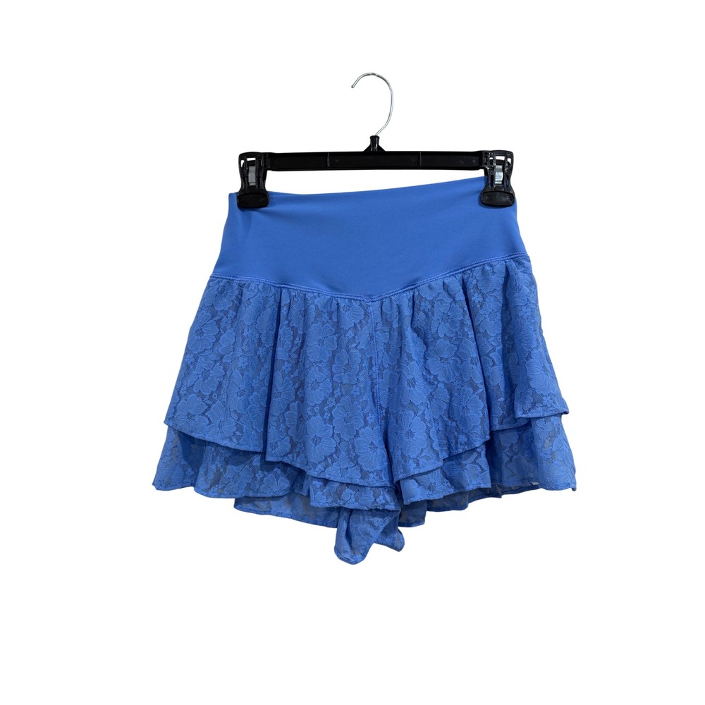 OFFLINE by Aerie Real Me Floral Lace Skort Blue V-Waist Tiered Ruffle Medium